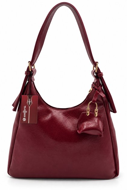 Adjustable Strap Burgundy Women's Shoulder Bag