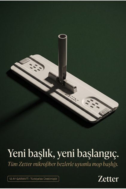 Yedek Mop Başlığı Tablet Mop Tablası 33,5x12 cm - Mop Temizlik Seti ile Uyumlu - Beyaz