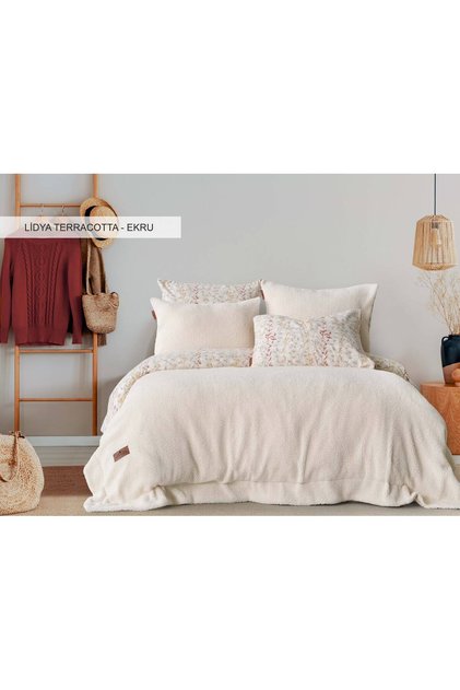 SHERWOOD ÇİFT KİŞİLİK YATAK ÖRTÜSÜ SETİ LİDYA TERRACOTTA - EKRU