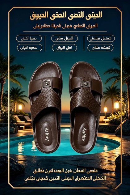 صندل رجالي سعودي الصنع بحزام عريض ونعل خارجي متعدد الطبقات مريح ومضاد للانزلاق