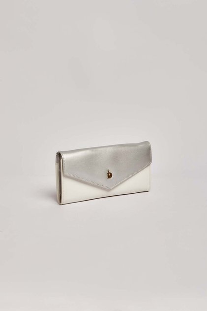 Silver and White Leather Wallet