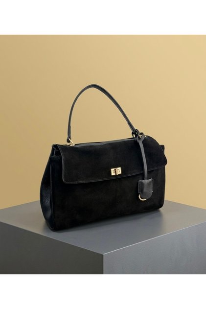 Women's genuine suede leather handbag and shoulder bag