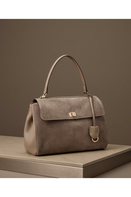 Women's genuine suede leather handbag and shoulder bag