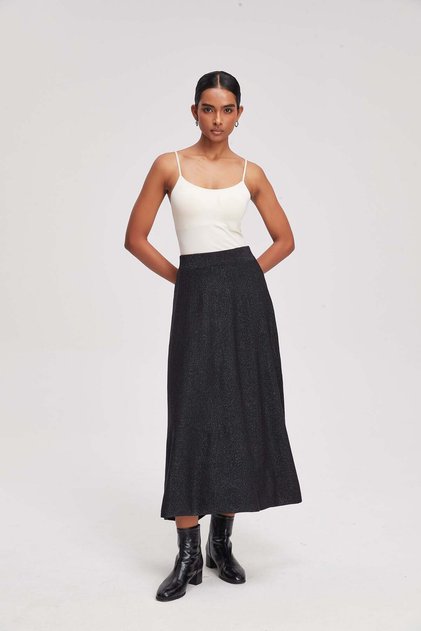 Shimmer Knit Midi Skirt