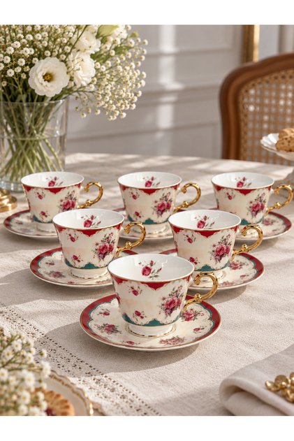 6-Person Porcelain Rosalie Coffee Cup
