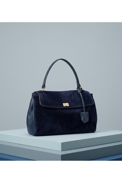 Women's genuine suede leather handbag and shoulder bag