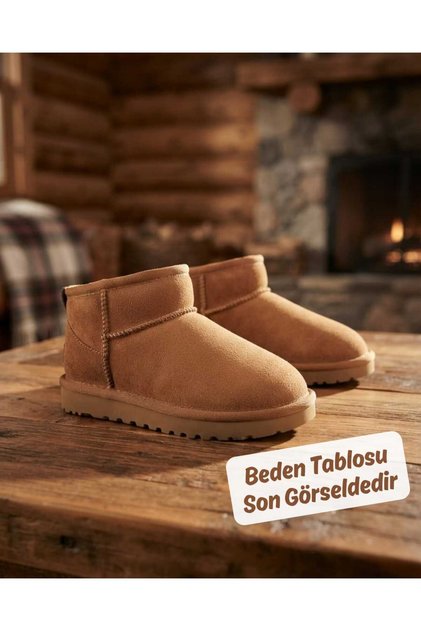 Süet Görünümlü Günlük Okul Kreş Kız Erkek Bebek Çocuk Full İçi Yünlü Sıcak Kışlık Mini Bot