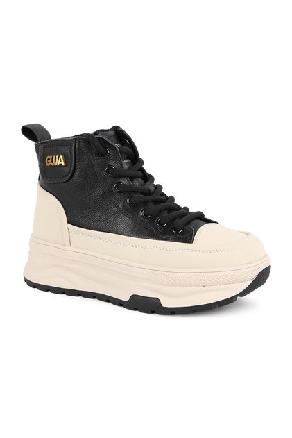 Women's Boots 336-1 Brown Beige Decorated Lace-Up High Thick Platform Sole Comfortable Daily Winter Use