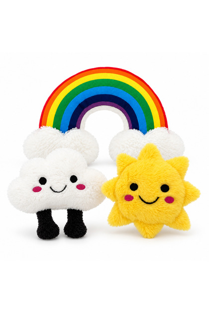 3-Piece Squeaky Plush Dog Toy Set – Cloud, Rainbow, and Sun Fetch Toys