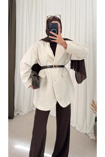 Lined Linen Blazer Jacket - Ecru