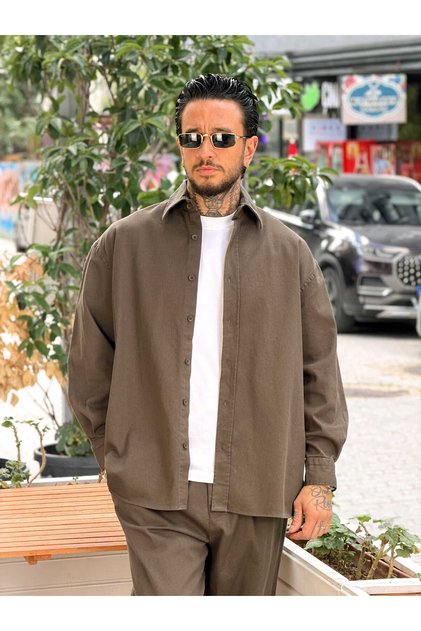 Giesto Gabardin Shirt Pants Suit Khaki