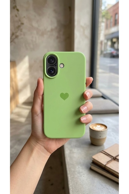iPhone 17 Uyumlu Kalp Logolu Lansman Kılıf İçi Kadifeli Kamera Yükseltili Kılıf