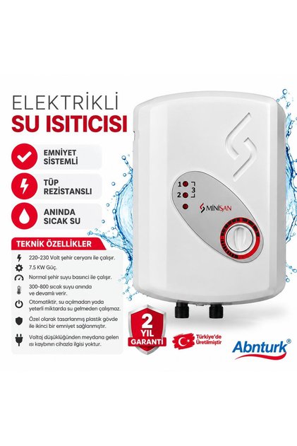 7500W 3 Kademeli Elektrikli Şofben-Banyo Mutfak İçin Elektrikli Anında Sıcak Su Isıtıcısı