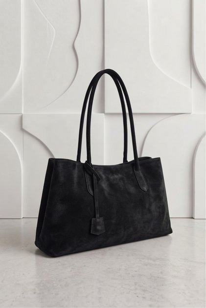 Voluminous Suede Model Compartmentalized Hand and Shoulder Women's Bag Black