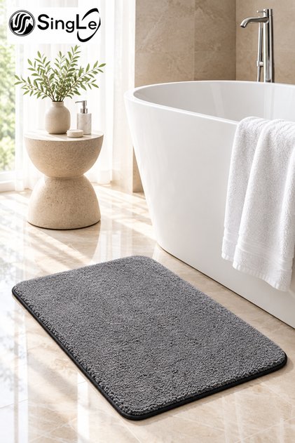 40*60 Cm Gri Renk Banyo Paspası Su Emici Kaymaz
