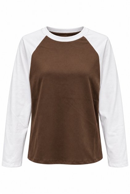 2242 Raglan Long Sleeve Double Color Crew Neck T-Shirt White