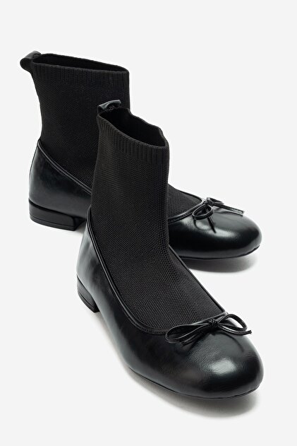 Vista Black Knitted Ankle Bow Women's Boots