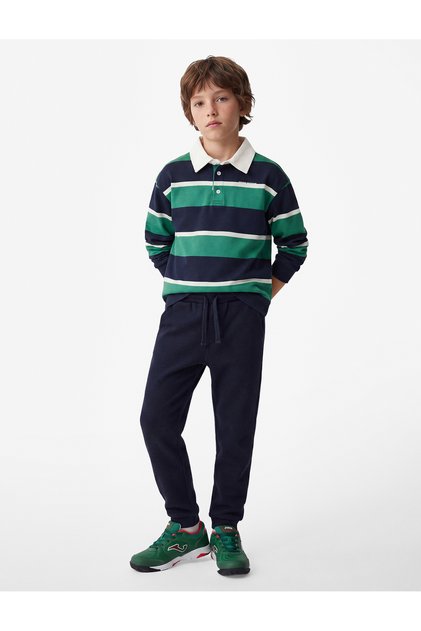 Ribbed Waist Tied Basic Sweatpants with Pockets