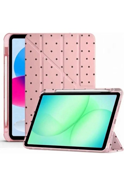 Honor Pad X8B/X8A 11 inç Uyumlu Kılıf Yumuşak Kalem Bölmeli Akıllı Uyku Modlu Yatay ve Dikey Standlı Kapak - Minik Yıldız Desenli