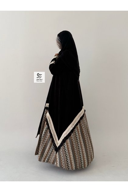 Abaya Made from Indonesian Fabric with Indian Knit Work.