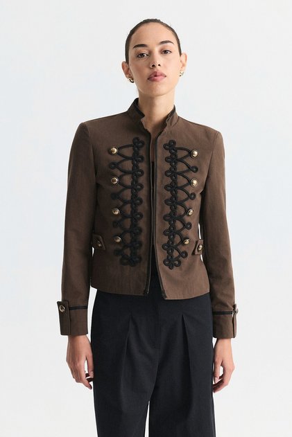 Embroidered Jacket with Fancy Button Detail