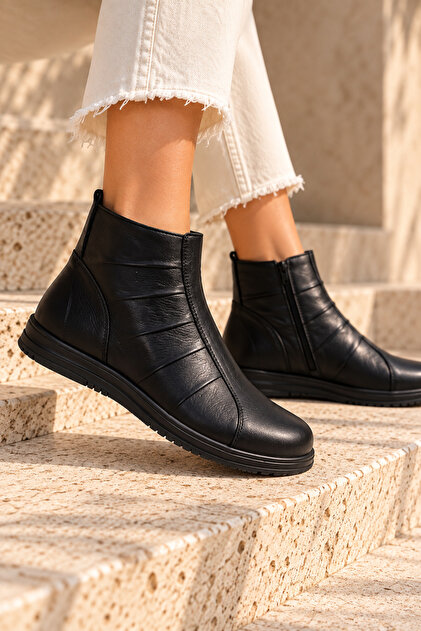 Genuine Leather Women's Boots Daily Zippered Short Boots Model Name: Sif