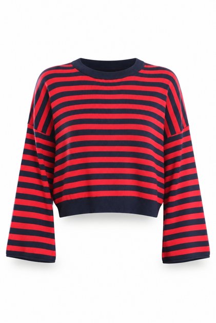 Navy Blue Striped Oversize Sweater 5563