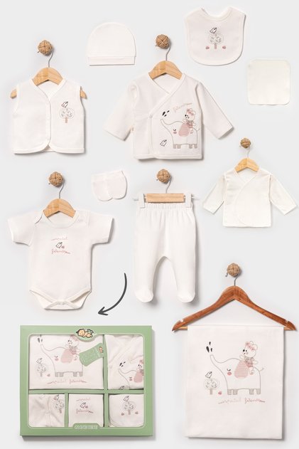 100% Cotton Elephant Printed 10-Piece Hospital Discharge Newborn Set