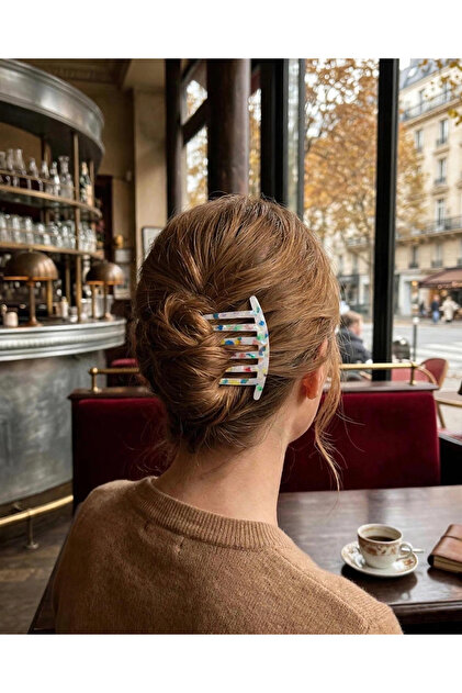 French Style Side Comb Clip - Marble Pattern Acetate Hair Clip