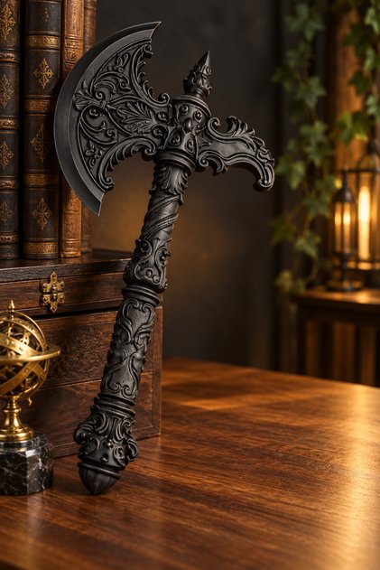Gotik Barok Tasarımlı Dekoratif Savaş Baltası – 3D Baskı Dekoru
