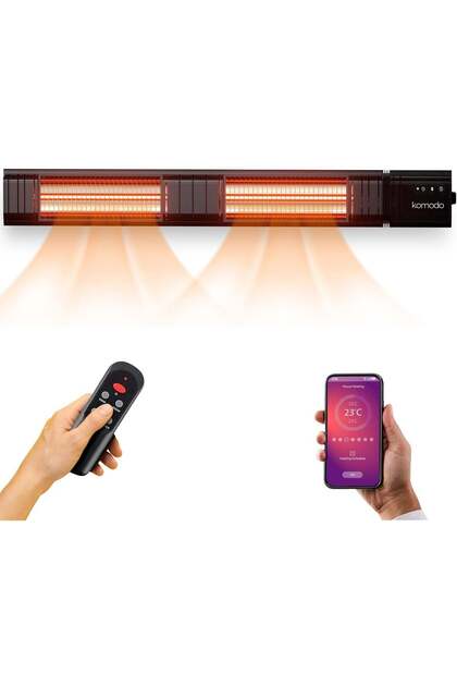 Încălzitor infraroșu Terasa Flores 3000 W, IP65 interior-exterior, 9 trepte, 35 mp, 45 ° C, telecomandă și aplicație, negru