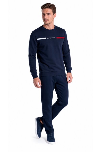 Men's Contrast Stripe Detailed Crew Neck Sweatpants Set