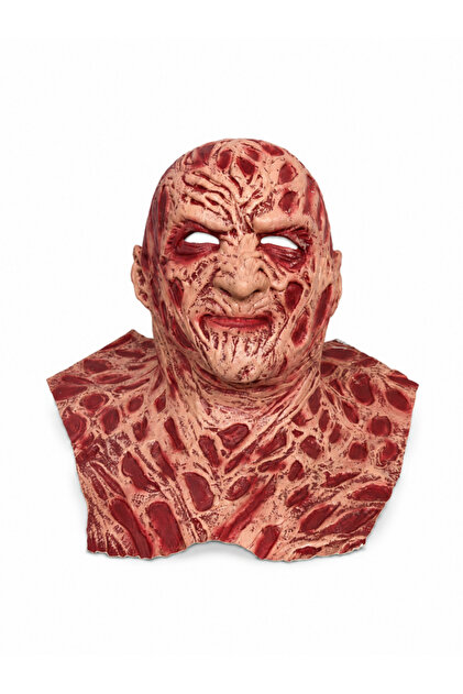 Freddy Krueger Model Meat Mask – Halloween Burned Face Horror Mask with Neck and Shoulder Detail