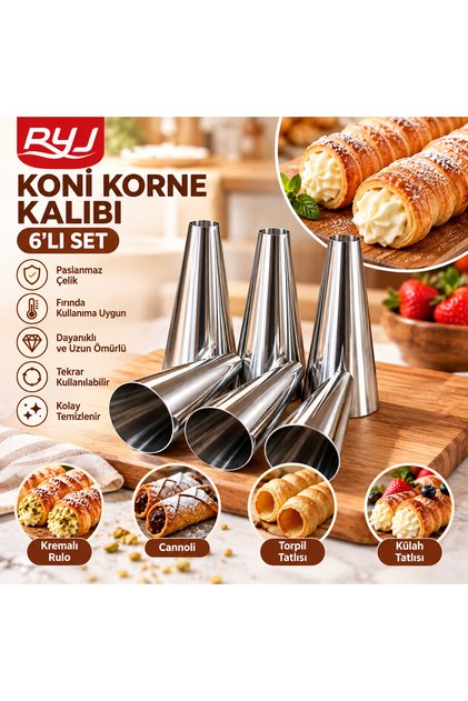 Stainless Steel Cone Corne Mold Set of 6