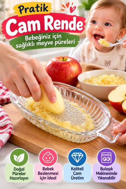 Glass Grater Baby Fruit Puree Grater Glass Apple Vegetable Grater Manual Practical Kitchen Grater 20 cm Single