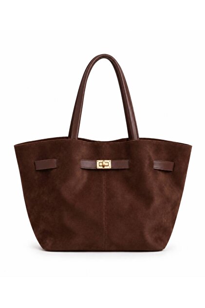 Women's Suede Wide Model Shoulder Bag