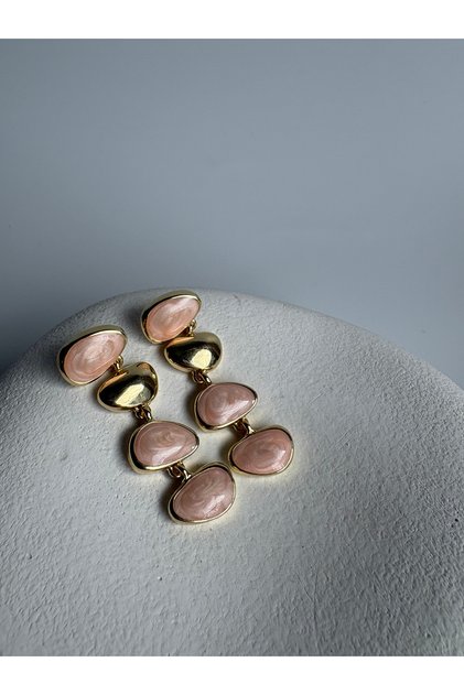 Gold Color Dangle Enamel Earrings (5 cm)