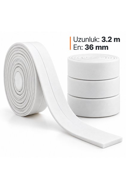 Sızdırmaz Bant 3.2 Metre 36 mm Beyaz Kendinden Yapışkanlı Sünger Bant Kapı Pencere Yalıtım Bandı