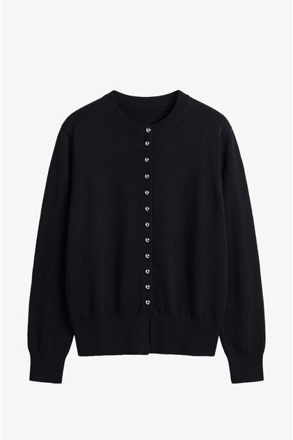 Black Buttoned Viscose Cardigan