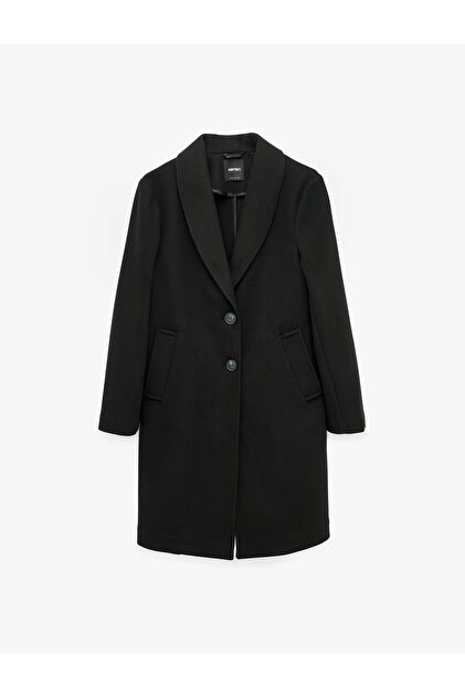 Pocketed Buttoned Long Sleeve Shawl Collar Cashmere Coat