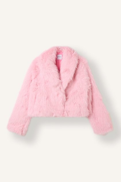 Regular Fit Shawl Collar Short Faux Fur Jacket J0987Ax26Wn