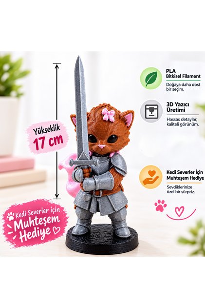 Şövalye Kedi 17 cm Premium Figür – Sevgiliye Özel Hediyelik Dekoratif Kedi Hediye