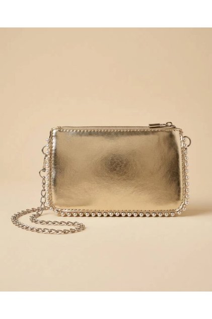 Women's Pearl Detailed Multi-Compartment Chain Strap Shoulder Bag