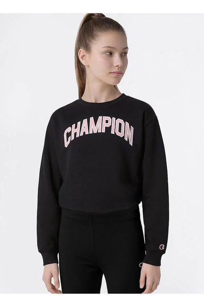 Siyah Kız Çocuk Baskılı Eşofman Takımı 405461-Crew Neck Tracksuit