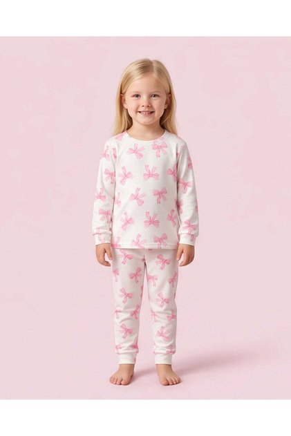 Girls White Printed Jogging Set