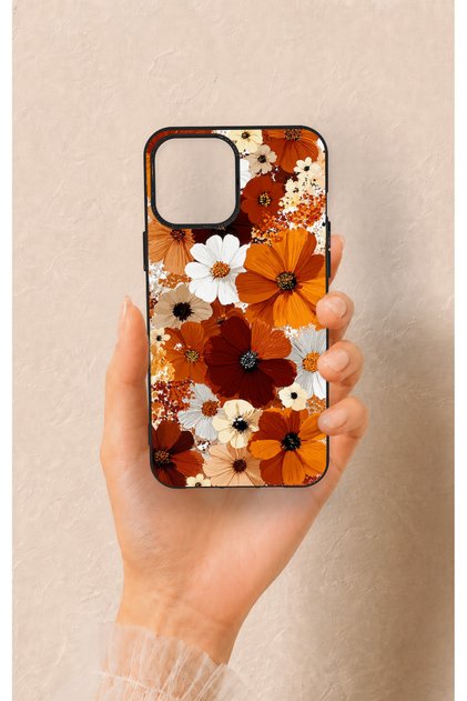 iPhone 12 Pro Max Compatible Autumn Tone Floral Pattern Silicone Case