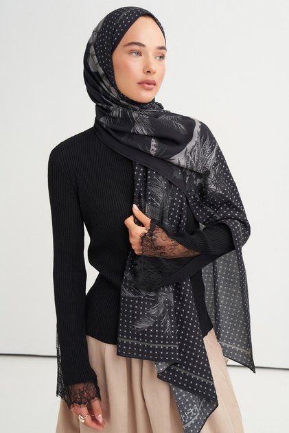 Palmera Desen Reniva Tensel Shawl Black