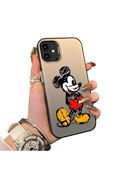 iPhone 12 Mini Compatible Silicone Edge Hard Back Case Mickey Pattern Loving Couple Phone Case