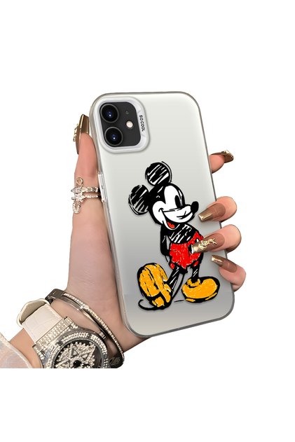 iPhone 12 Mini Compatible Silicone Edge Hard Back Case Mickey Pattern Loving Couple Phone Case