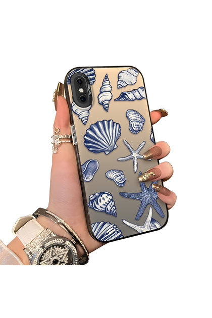 iPhone XS Compatible Silicone Edge Hard Back Case Shell Patterned Couple Phone Case